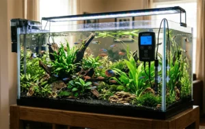 testing pH level in aquarium water